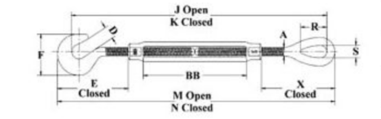 stainless steel Hook and eye turnbuckle