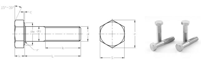 GB5785 Hexagon head bolts with fine pitch thread