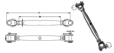 TURNBUCKLE,FRAME TYPE WITH NUT(JAW+JAW)