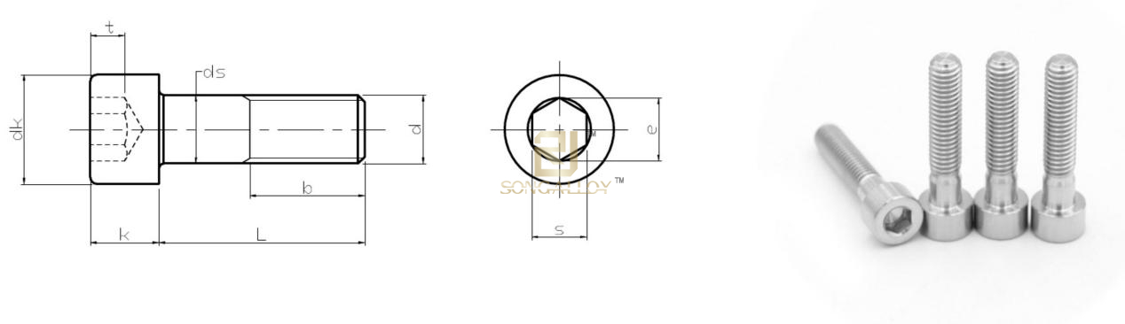 DIN912 titanium screws sizes