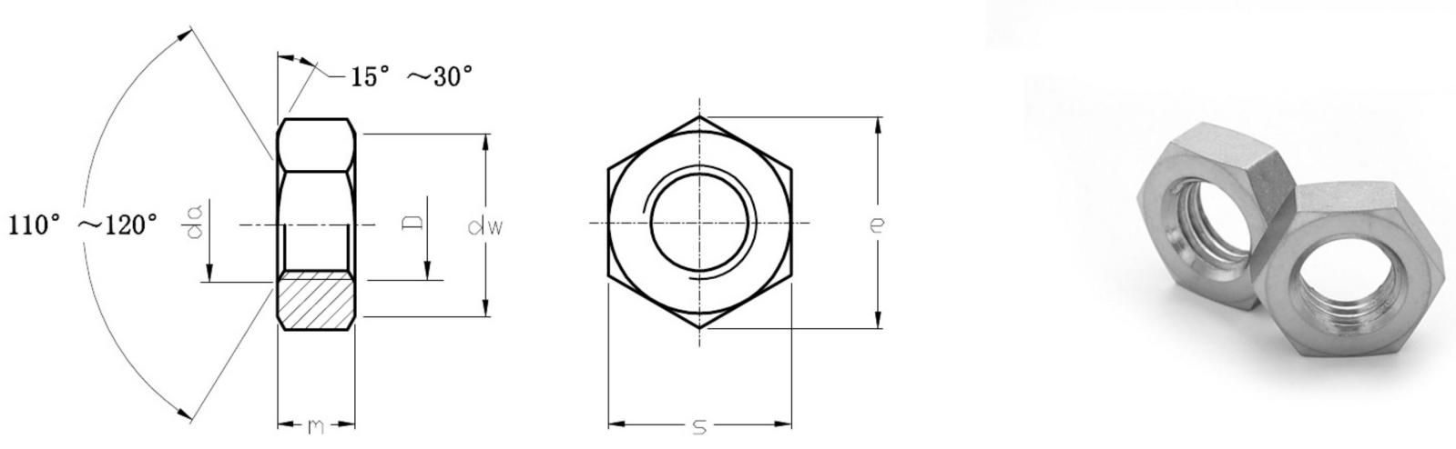 SS Hexagon Thin Nuts