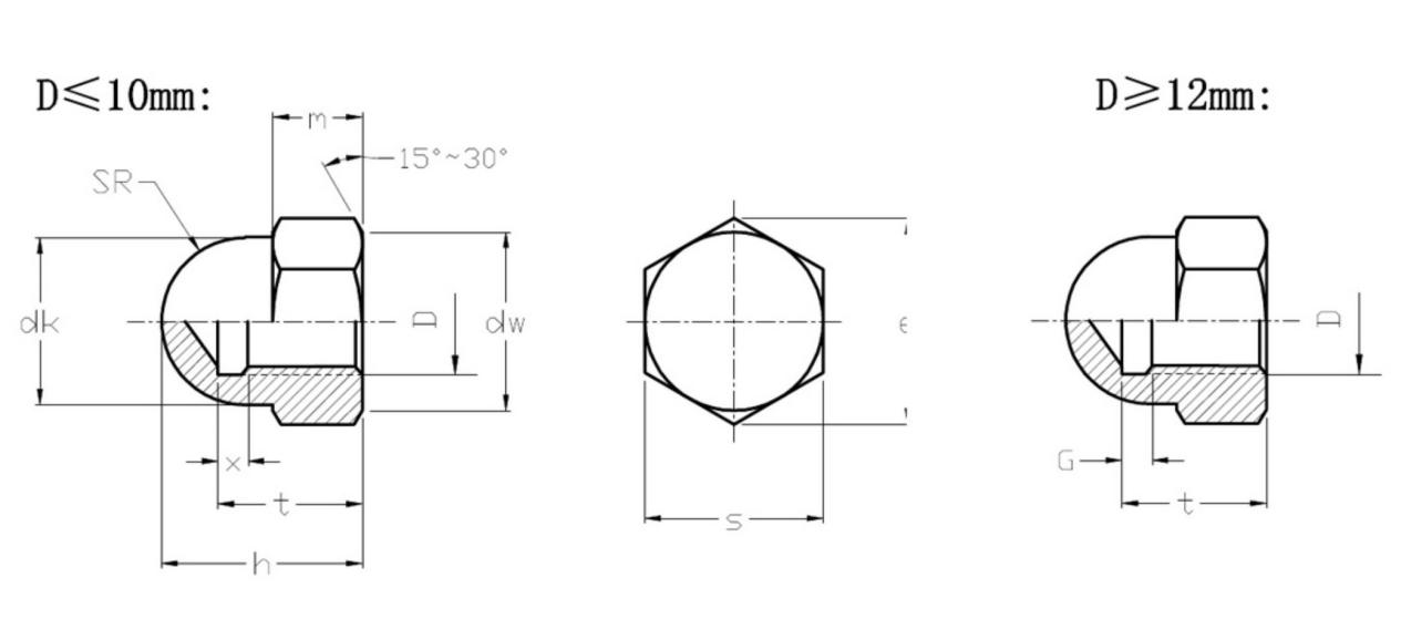 DIN1587 Titanium Hexagon Acorn Nuts