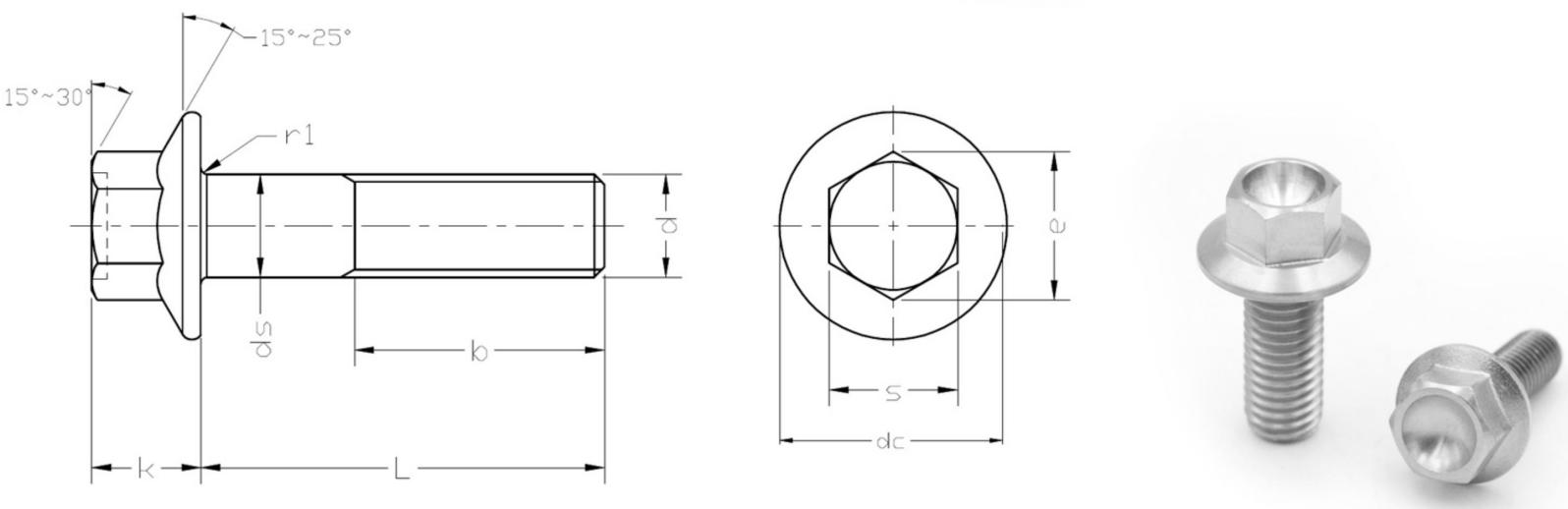 ISO4162 Titanium Hexagon Flange Bolts-Small Series
