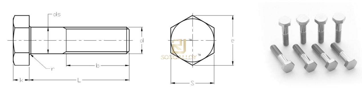 asme b18.2.1 titanium hex bolts dimensions