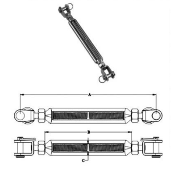 TURNBUCKLE,FRAME TYPE WITH NUT(JAW+JAW)
